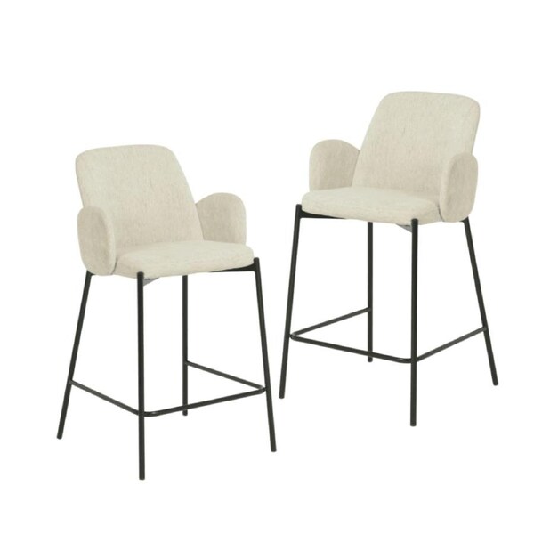 Raimon Furniture Set Of 2 Shae Knit Fabric Modern Kitchen Counter Bar Stool 65cm - Oat