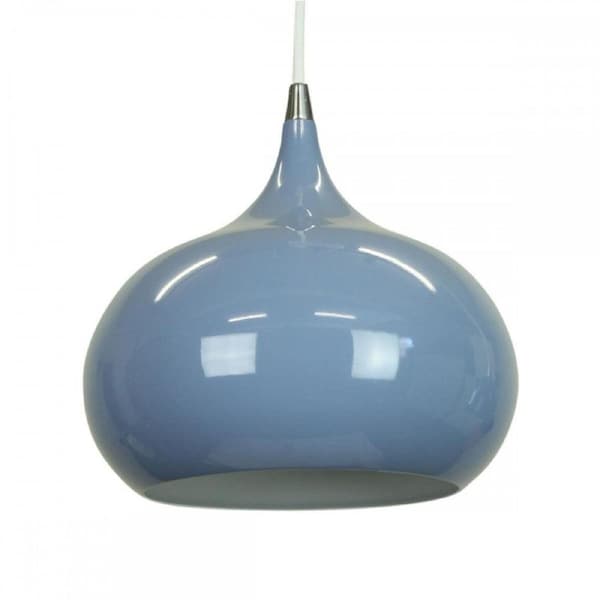 Kirby Inverted Bowl Metal Cord Drop Pendant Light Lamp - Pigeon Blue.