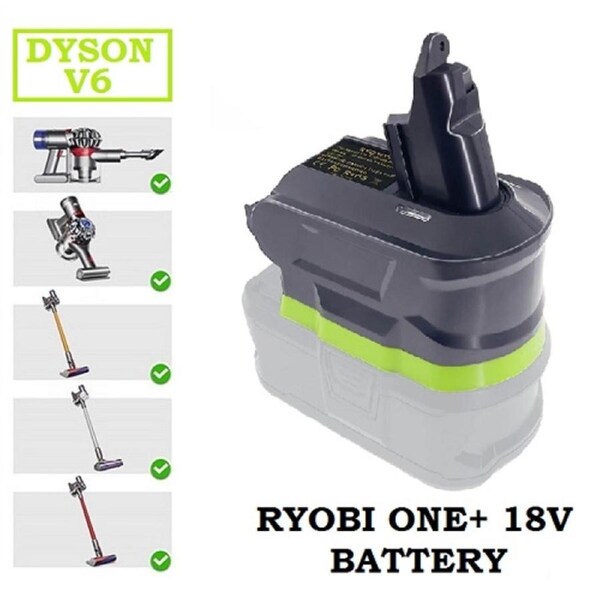 Dyson Battery Adapter V6 to Ryobi ONE+ 18V Li-Ion Battery