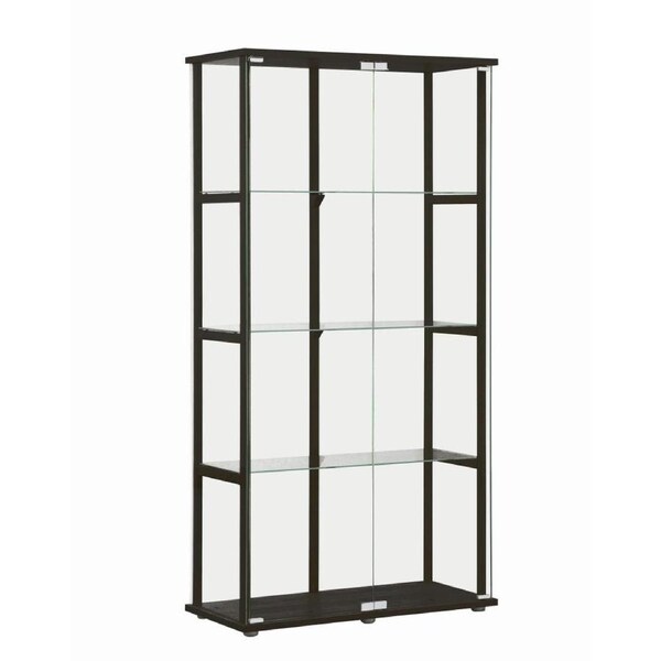 East Glass Display 4 Tier Cabinet Trophy Display Storage Shelf 2 Door Black