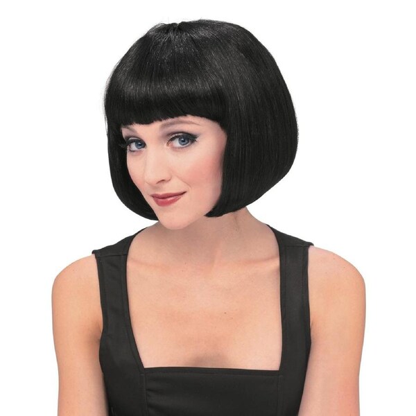 Supermodel Short Black Bob Hair Wig Hollywood Costume Party Accessory Adult