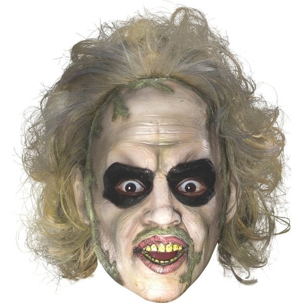 Beetlejuice 3/4 Vinyl Mask w/Hair 5118 Adult 80s Halloween Horror Costume