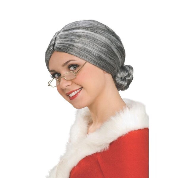 Old Lady Bun-Styled Wig Adult Dress Up Granny Hair Party Costume Accessory Grey