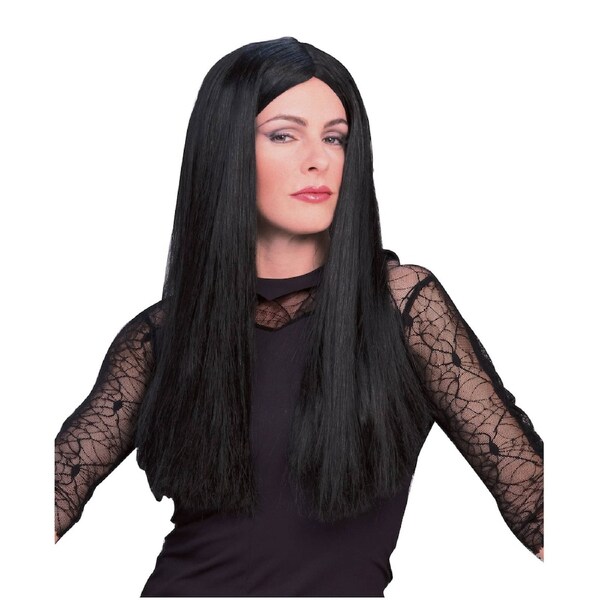 Rubies Morticia Wig Adult 6461 Black Hair Headwear Halloween Party Accessory