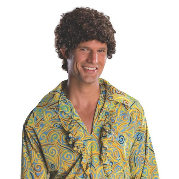 Brunette Brown Tight Afro Wig Curl Hair Dress Up Adult Party Costume Accessory