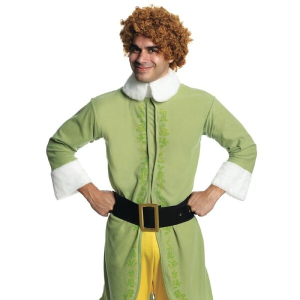 Buddy The Elf Wig Curly Brown Hair Dress Up Adult/Men Party Costume Accessory