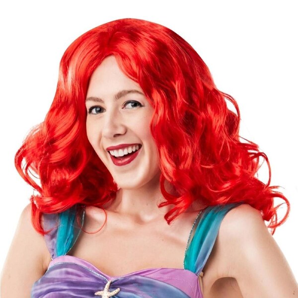 Disney Princess Little Mermaid Ariel Wig Adult Dress Up Hair Party Accessory Red