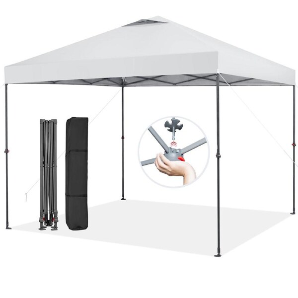 Costway 3x3m Gazebo Pop-up Marquee Folding Adjustable Instant Pop-up Canopy Tent Outdoor w/Carry Bag White
