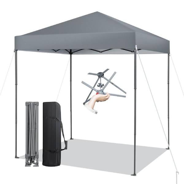 Costway 2x2m Gazebo Pop-up Marquee Portable Sun Shelter Canopy Tent Adjustable Outdoor w/Carry Bag Grey