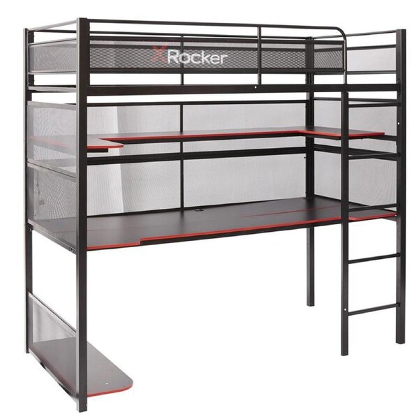 X Rocker Battlebunk Gaming High Sleeper Bunk Bed w/ Undermounted Gaming Desk