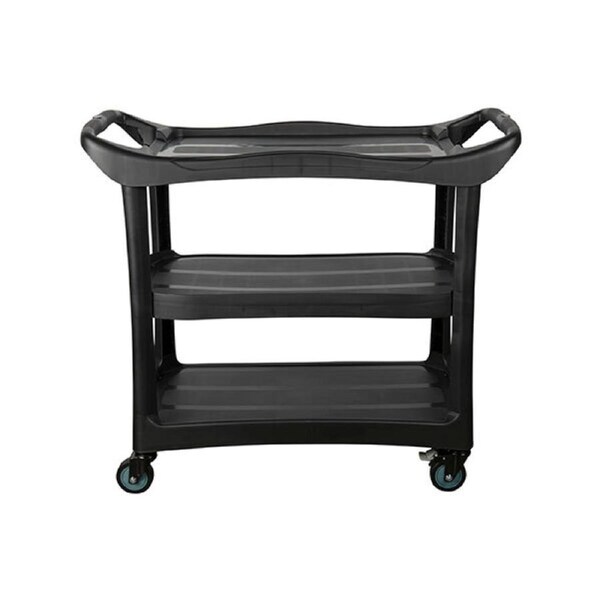 Cleanlink 112x94cm Utility Trolley Janitorial School/Office Cleaning Cart Black