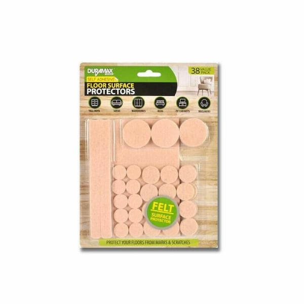 38 Piece Self Adhesive Felt Pads Cream Assorted Sizes