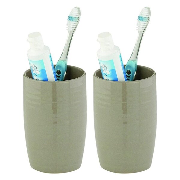 2x Butlers Hush Glossy Ceramic Bathroom/Kitchen Tumbler/Cup Mushroom 75x12.5cm