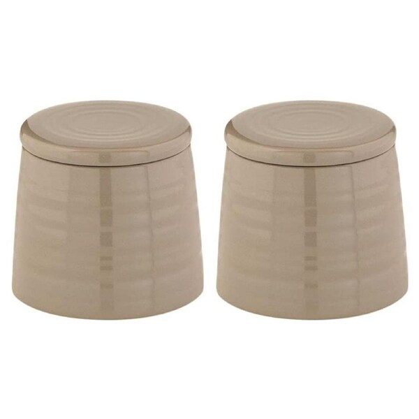 2x Butlers Hush Canister Glossy Ceramic Bathroom Storage Holder Mushroom 95x85cm
