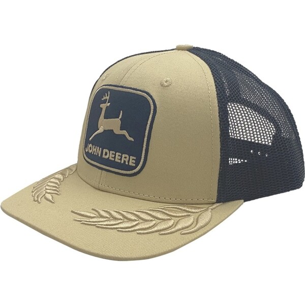 John Deere LP76458-JD Twill/Mesh Trucker Cap/Hat 3D Wheat/Navy One Size