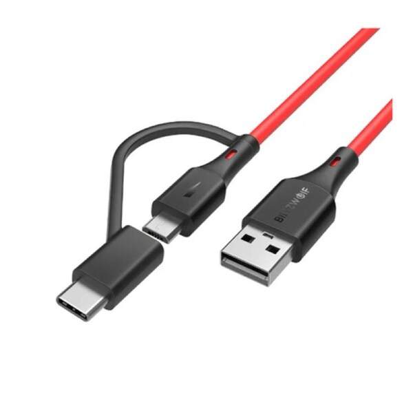 BlitzWolf BW-MT3 3A 2 in 1 Data Cable Type C Micro USB Fast Charging Adapter
