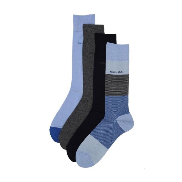 Calvin Klein 4 Pack Multi Blocked Micro-Stripe Dress Socks - One Size