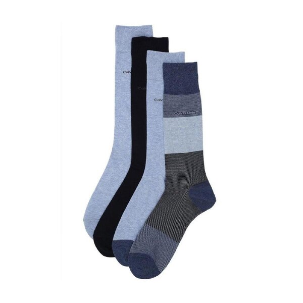 Calvin Klein 4 Pack Multi Blocked Micro-Stripe Dress Socks - One Size