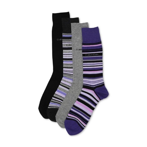Calvin Klein 4 Pack Multi Stripe Dress Socks - One Size