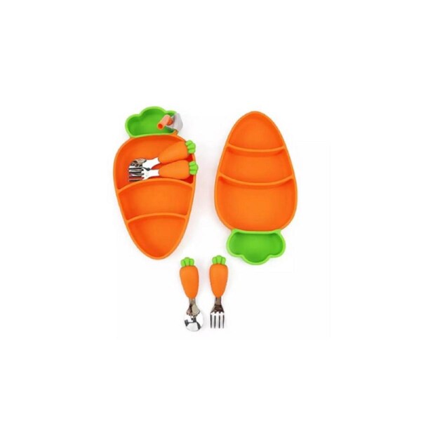 LinLin Carrot Silicone Dinner Plate Set - Orange