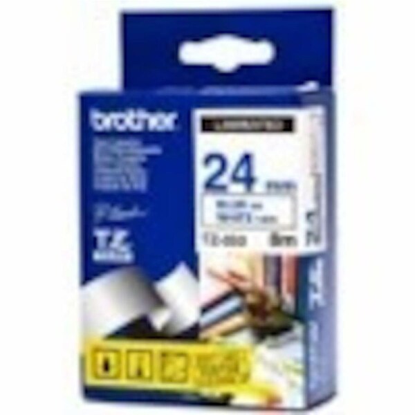 Brother TZe-253 / 24mm Blue Text On White Laminated Labelling Tape - 8 Metres