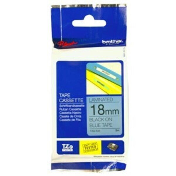 Brother TZe-541 / 18mm Black on Blue Laminated Tape - 8 Metres
