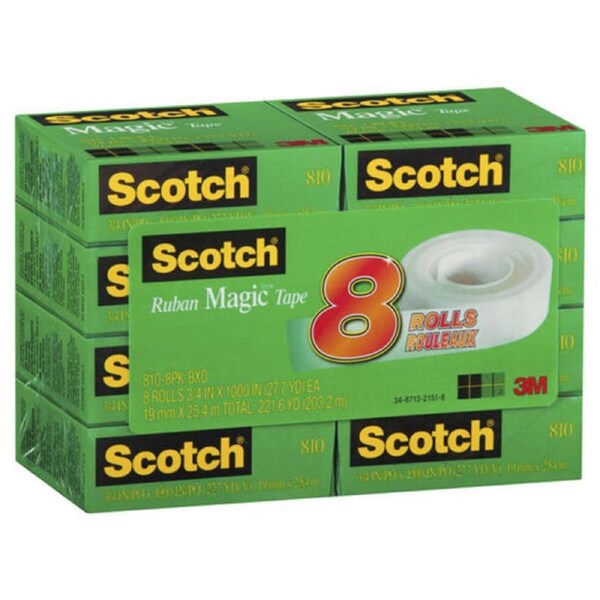 Scotch Magic Tape 810-8PK-BXD 19mm x 25M Boxed Pack 6