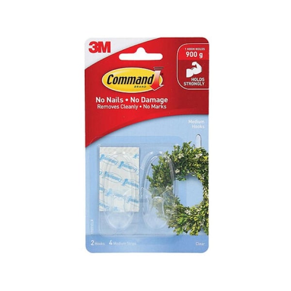 Command Hooks 17091CLR Medium Clear Pack 2 Box 6