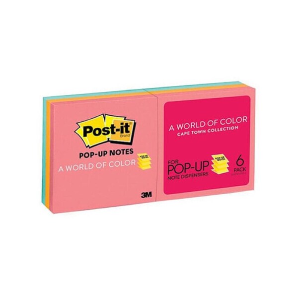 Post-It Note R330-AN Pop-Up Assorted Capetown Pack 6