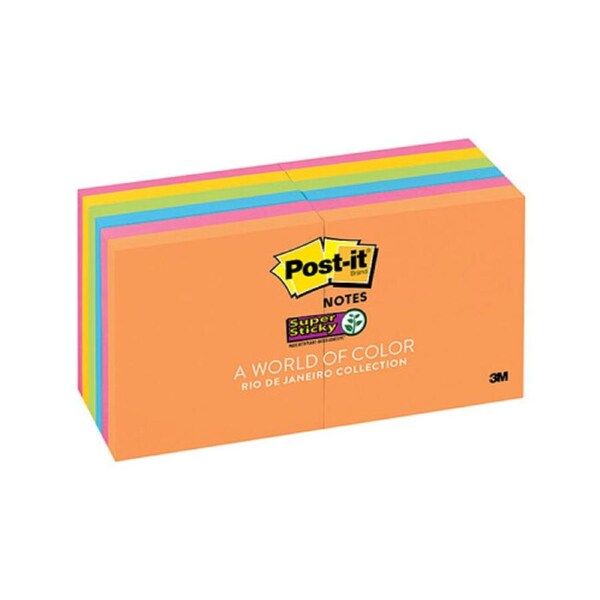 Post-It Notes 654-12SSUC Super Sticky Rio De Jan Pack 12