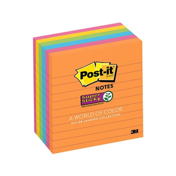 Post-It 675-6SSUC Assorted Rio De Janeiro Lined Pack 5