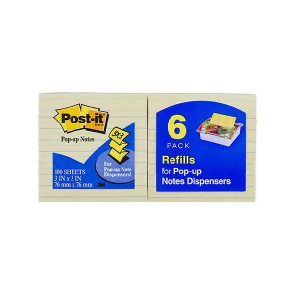 Post-It Pop-Up Notes R335-YL Yellow Lined 73X73 Pack 6