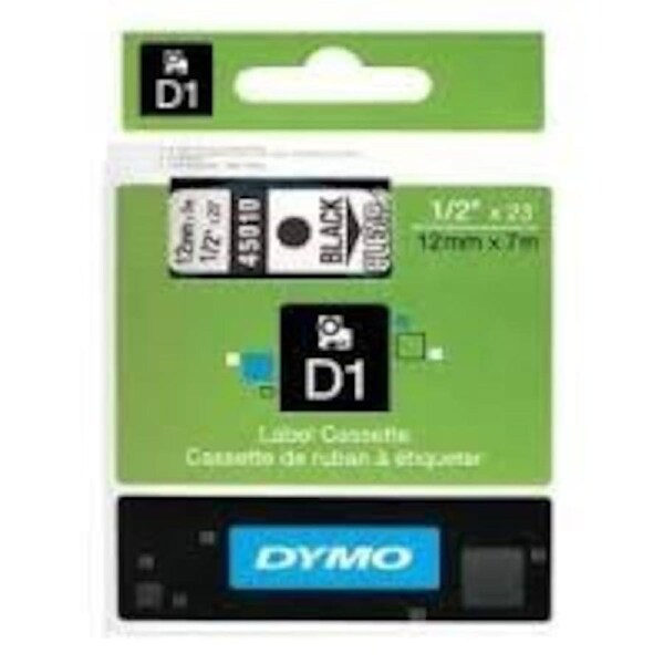 Dymo D1 Label Cassette 12mmx7m (SD45010) - Black on Transparant