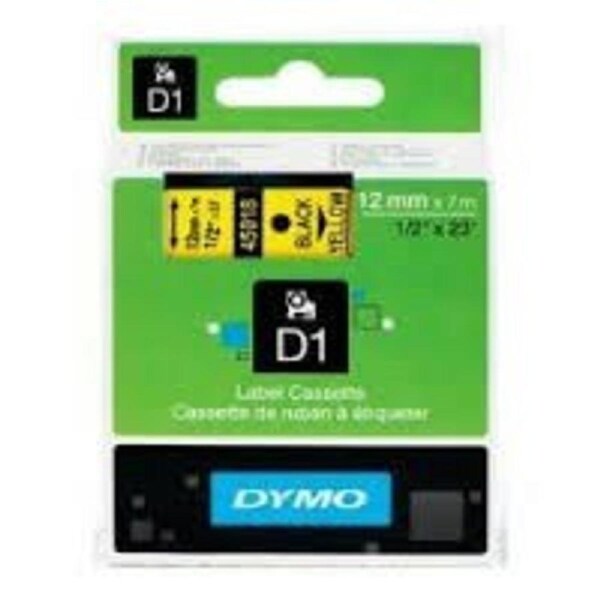 Dymo D1 Label Cassette 12mmx7m (SD45018) - Black on Yellow