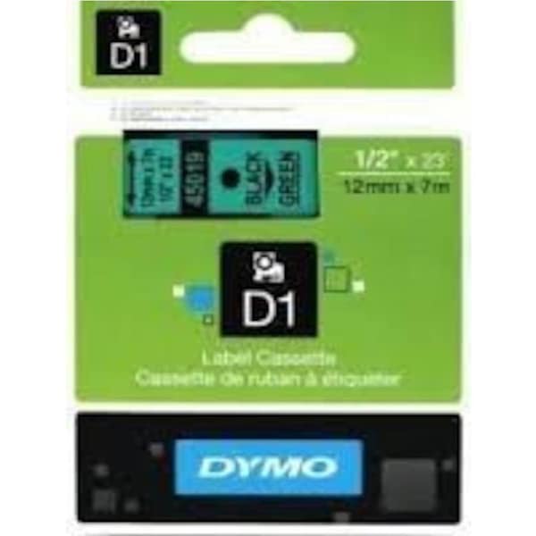 Dymo D1 Label Cassette 12mmx7m (SD45019) - Black on Green