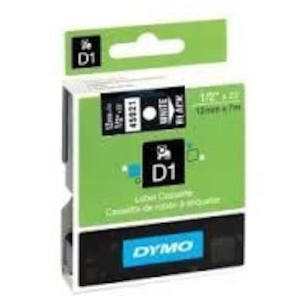 Dymo D1 Label Cassette 12mmx7m (SD45021) - White on Black
