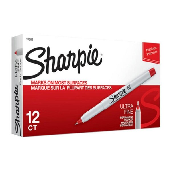 Sharpie Ultra Fine Point Permanent Marker Red Box 12 (37002)