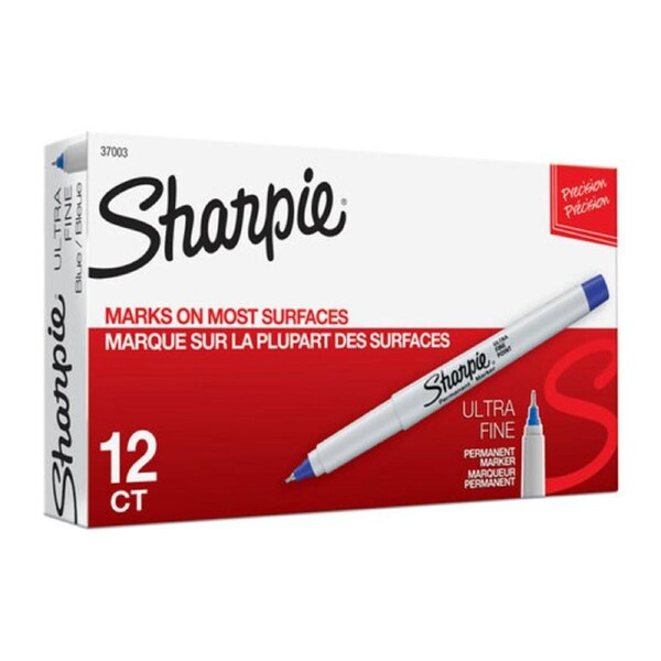 Sharpie Ultra Fine Point Permanent Marker Blue Box 12 (37003)