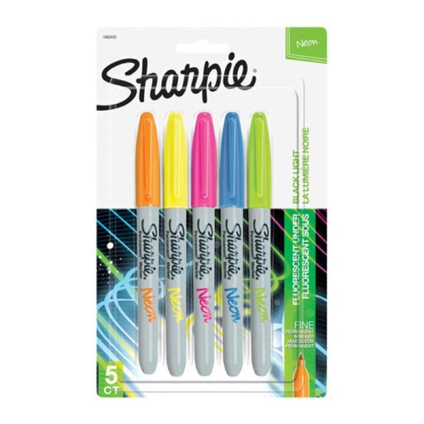 Sharpie Neon Permanent Marker Fine Point Assorted Pack 5 (1860443)