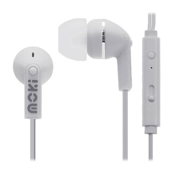 Moki Noise Isolation + Mic Earbuds - White