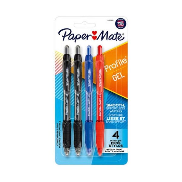 Paper Mate Prfl Gel 0.7mm Ast Pk4 Bx6