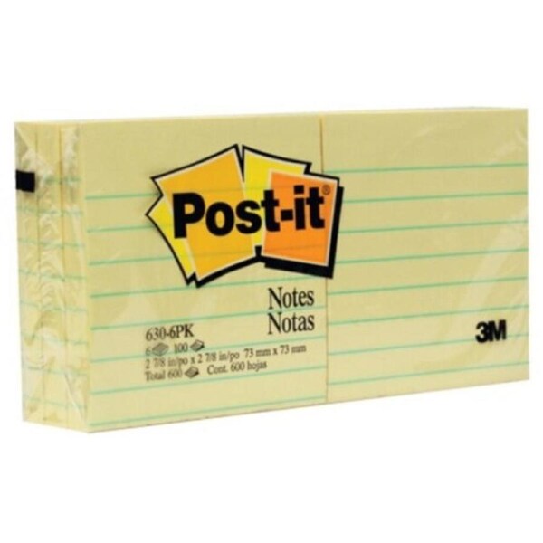 Post-It Note 630-6PK Ruled Pk6