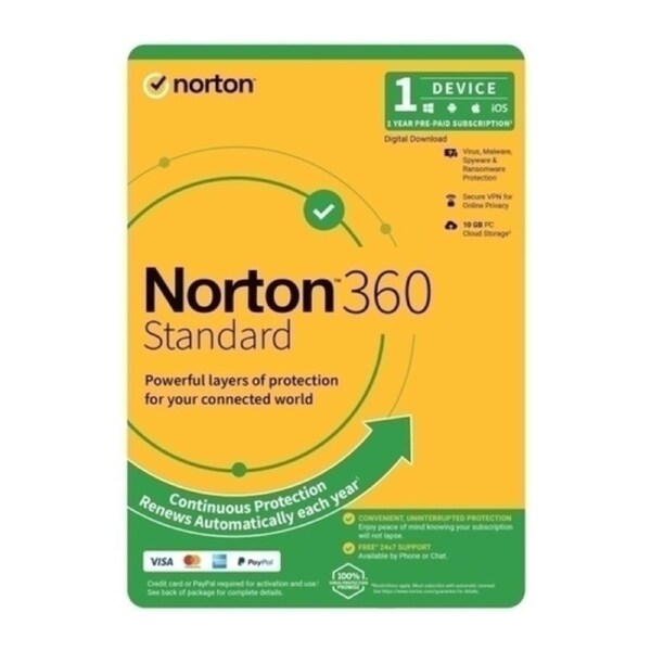 Norton 360 Standard Protection - 1 User 1 Device 1 Year Sub
