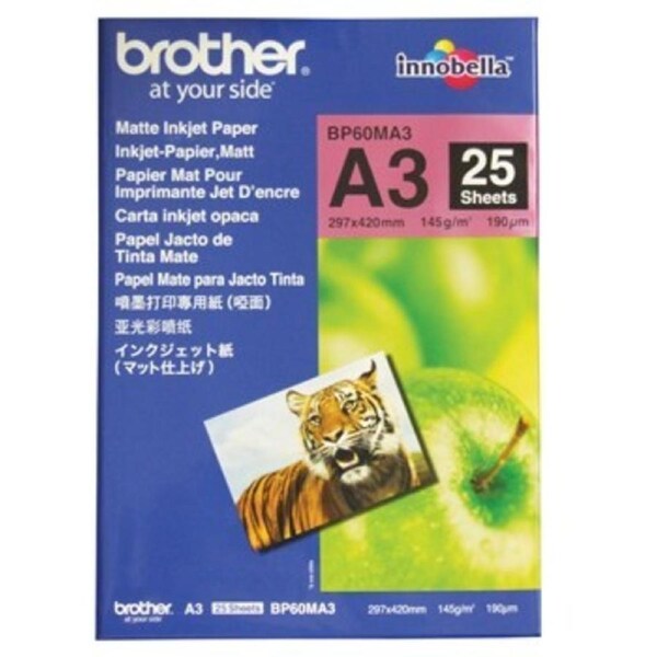 Brother BP-60MA3 Matte Paper A3, 25 Sheets, Size: 297 x 420mm, Weight: 145 gsm