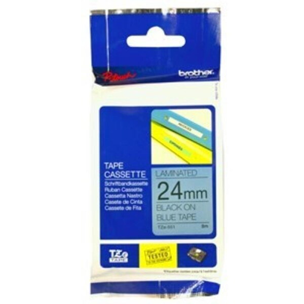 Brother TZe-551 Black on Blue Laminated Label Tape - 8 Metres