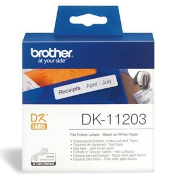Brother DK-11203 White File Folder Label - 17mm x 87mm, 300 Labels Per Roll