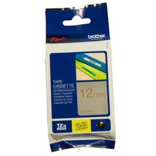 Brother TZe-MQ934 Gold on Satin Silver Laminated Label Tape - 12mm x 8 Metres