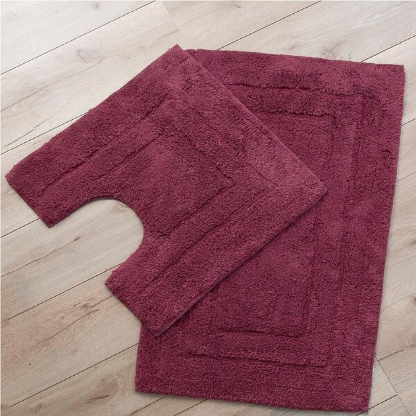 Renee Taylor 2 Piece 2200GSM Tufted Bath Mat Set Rosebud