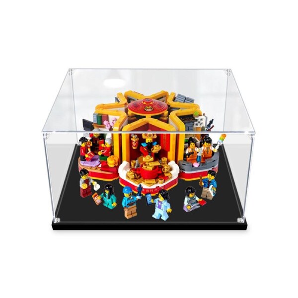 Acrylic Display Case for LEGO 80108 Lunar New Year Traditions Figure Storage Box Dust Proof Glue Free