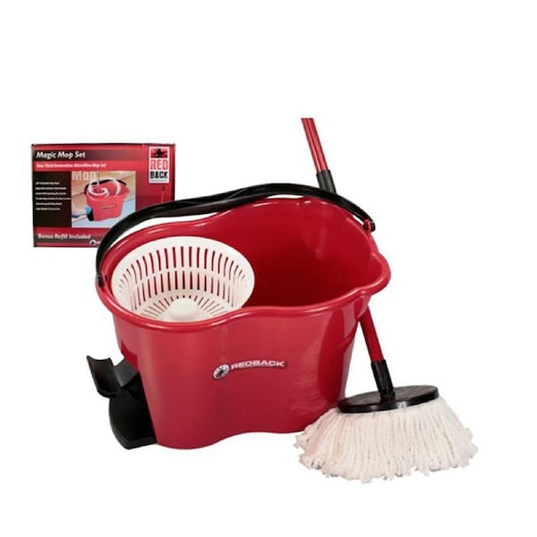 Redback Magic Mop Set Stainless Steel 360 Rotatable Spinning Mop & Bucket